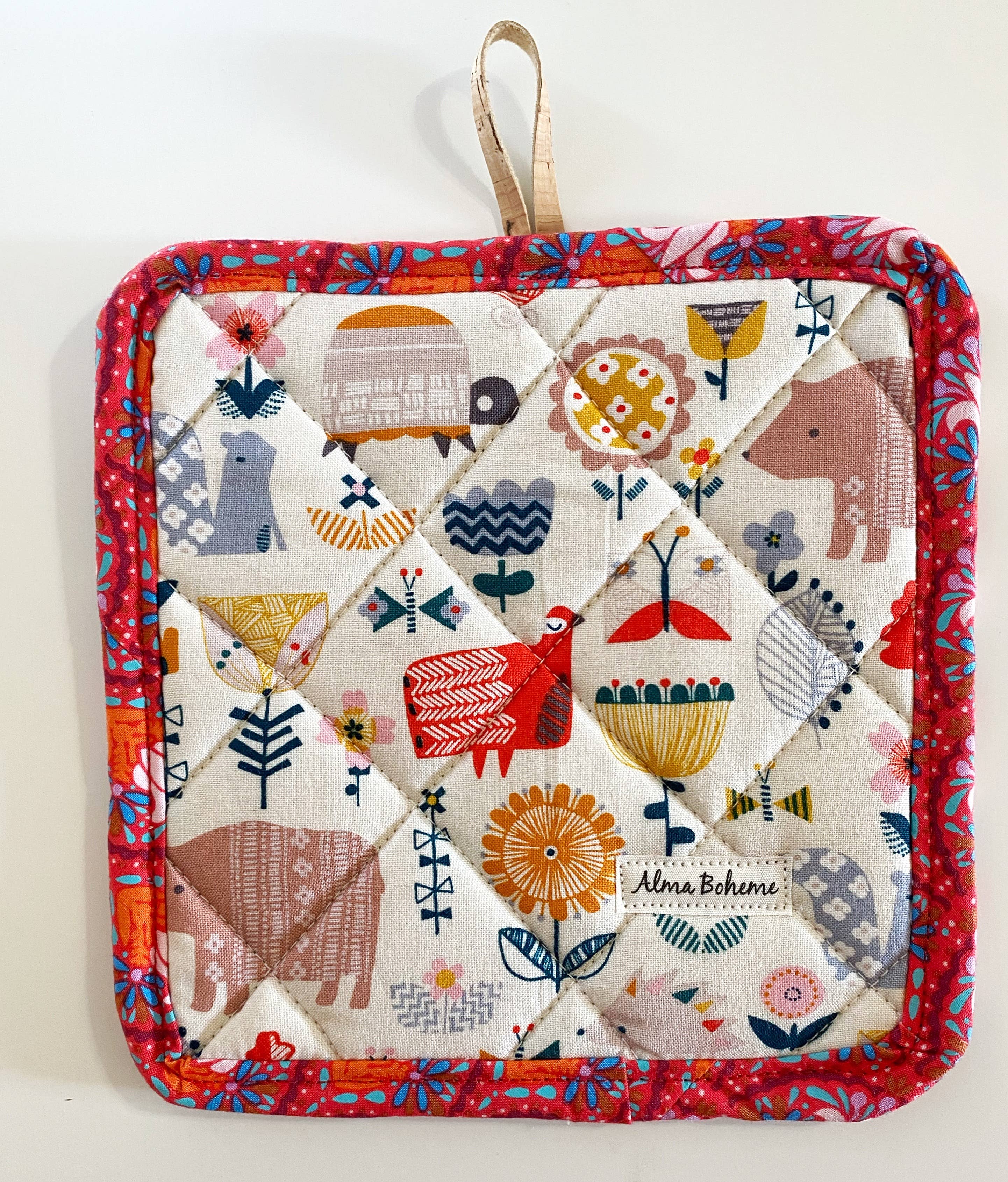 Alma Boheme Handmade - Wholesale Ovenwant/pothouder - Duurzame pannenlap van kurk en katoen met zakje64