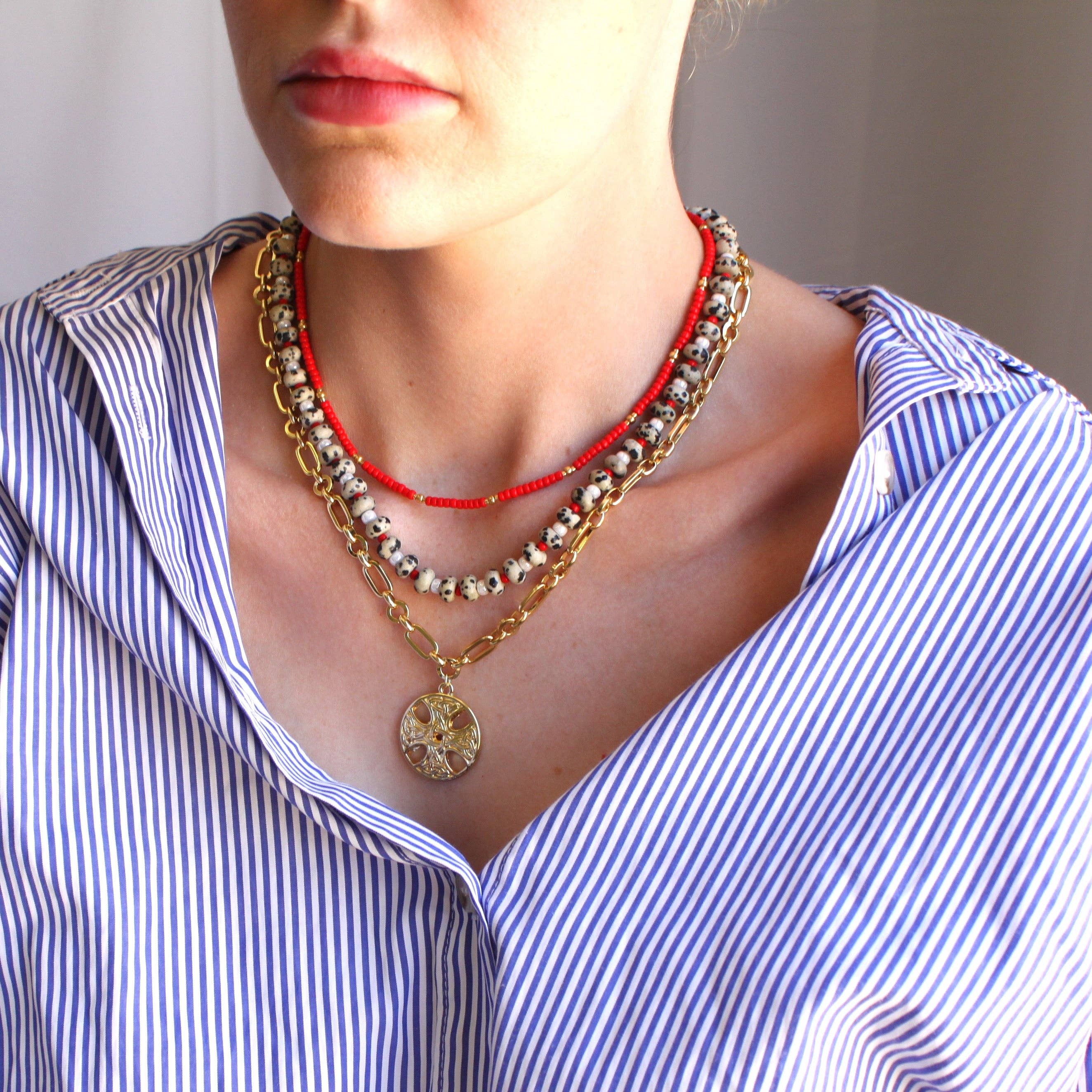 The Silver Wren – Colar com missangas/pérolas por atacado – Colar de Rebuçado de Pedra Meseta Malhada1