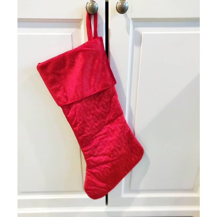 Fennco Styles – wholesale Julstrumpa – Rödgrön klassisk julstrumpa i sammetsträd