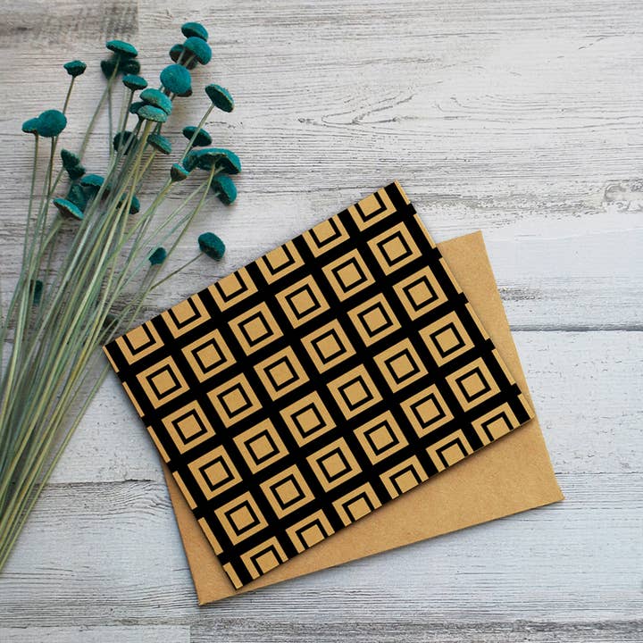 Carte Kraft Concentric Squares - Coffret cadeau pour la vente par PhD Design
