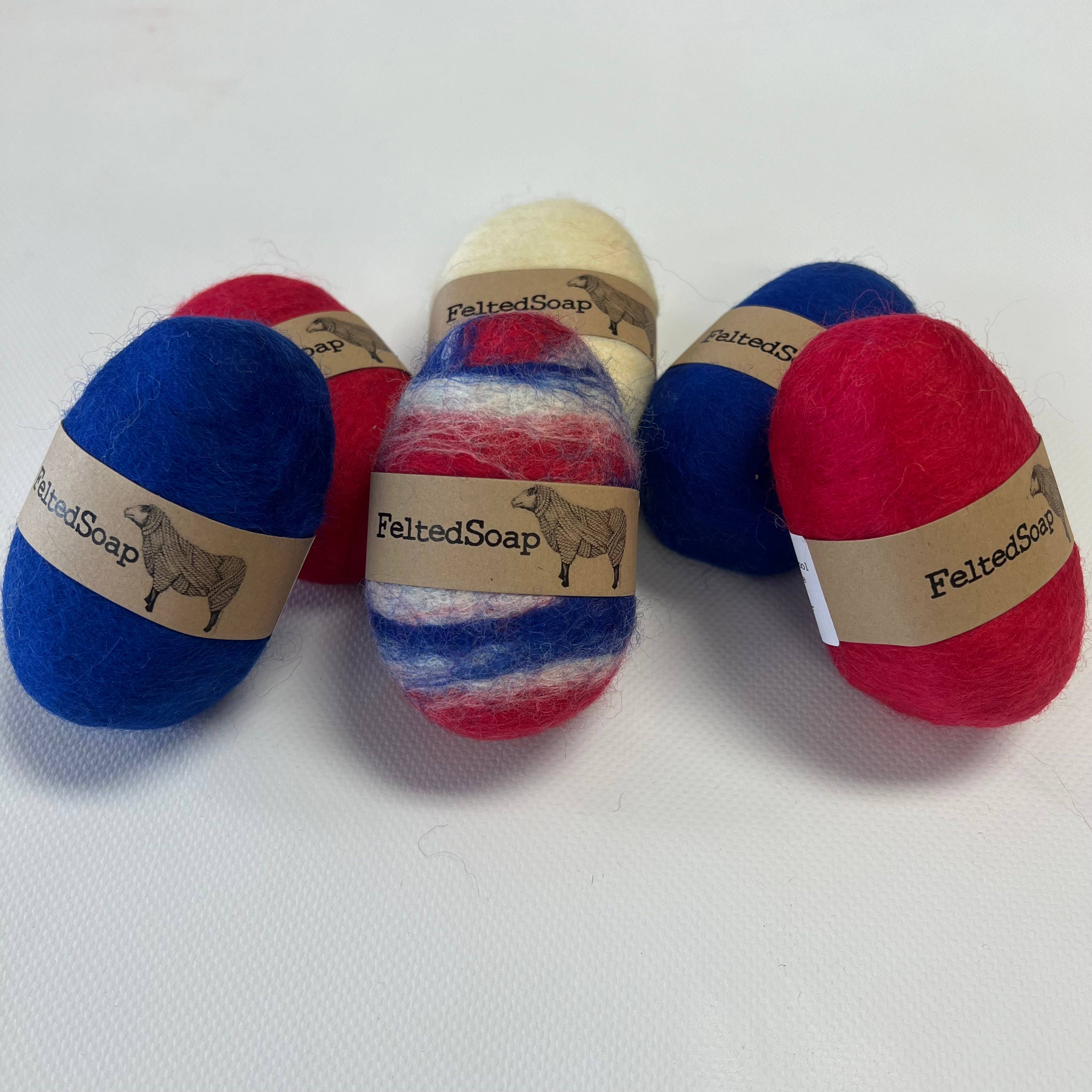 Twisted Purl LLC - Wholesale Bar Soap - Felted Soap American Colors Blended & Solid Red White Blue6