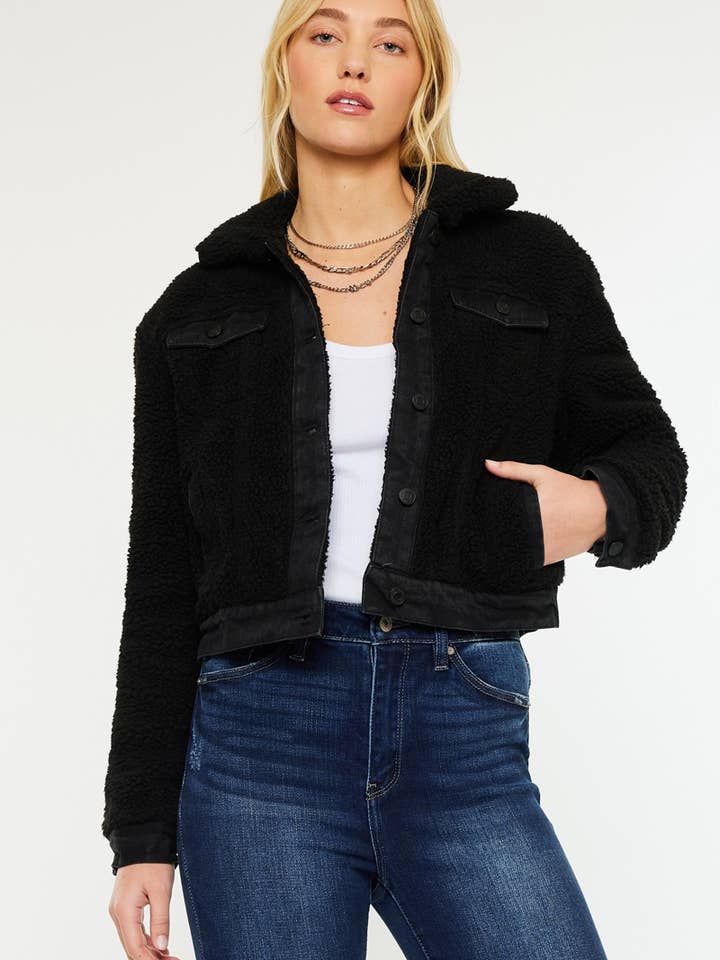 CROP SHERPA JAKKE-KC2021BK for engroshandel hos Kan Can USA