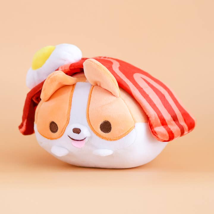 Super Fluffy Corgi - Bacon and Egg Plushie for wholesale by Thousand Skies