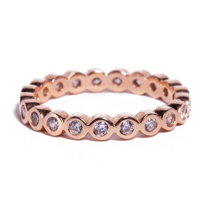 Ring - Crystal - Rose Gold Single Stack for wholesale by Beksan Designs