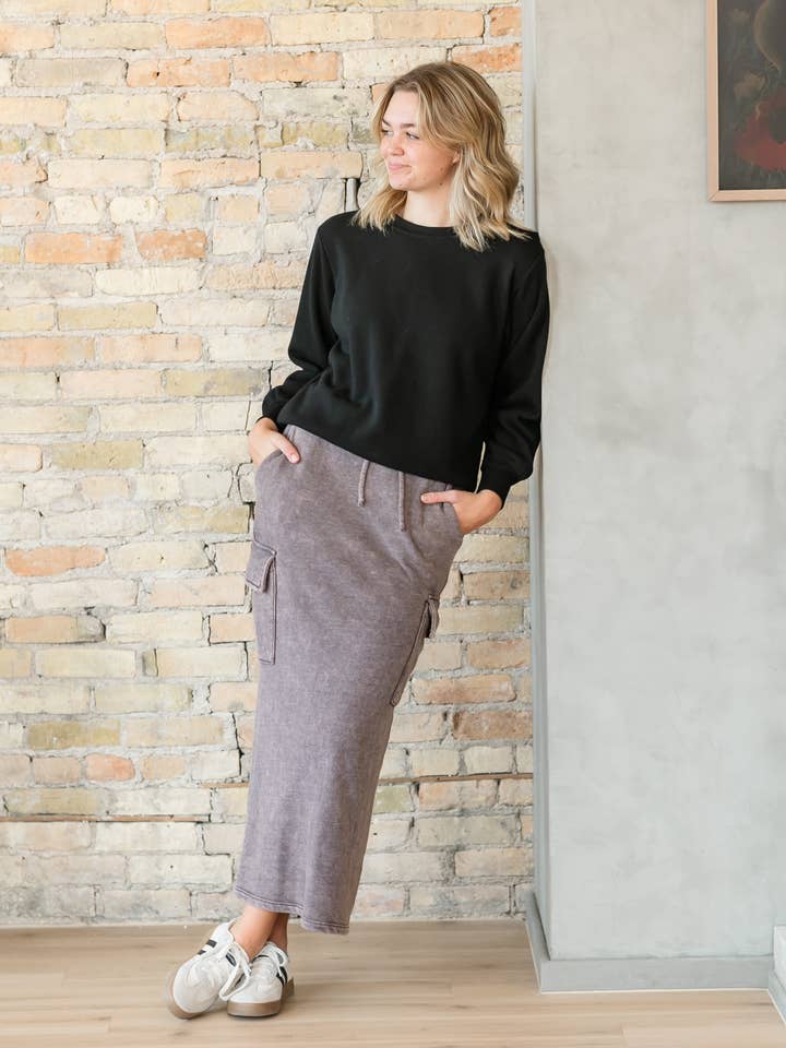 Inherit Clothing Company - Wholesale Skirt - Women's - Keziah Brushed Fleece Cargo Maxi Skirt