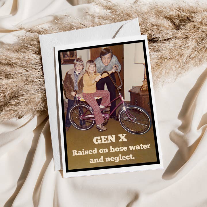 Raven's Rest Studio - Wholesale Everyday Greeting Card - Vintage 70s Greeting Card. Gen X Raised On Hose Water...1