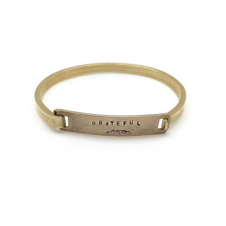 Stone Cooper - Wholesale Cuff Bracelet - "Grateful" Stamped Clip-Cuff Brass Bracelet1