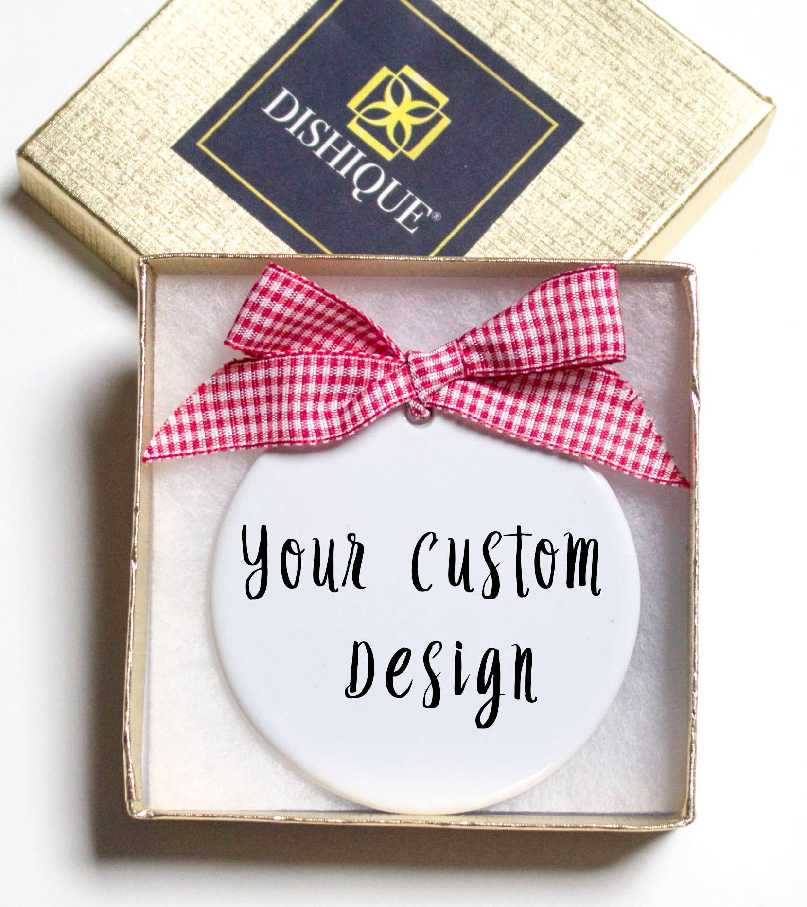 Dishique - Wholesale Ornament - Custom Porcelain Flat Disc Ornament1