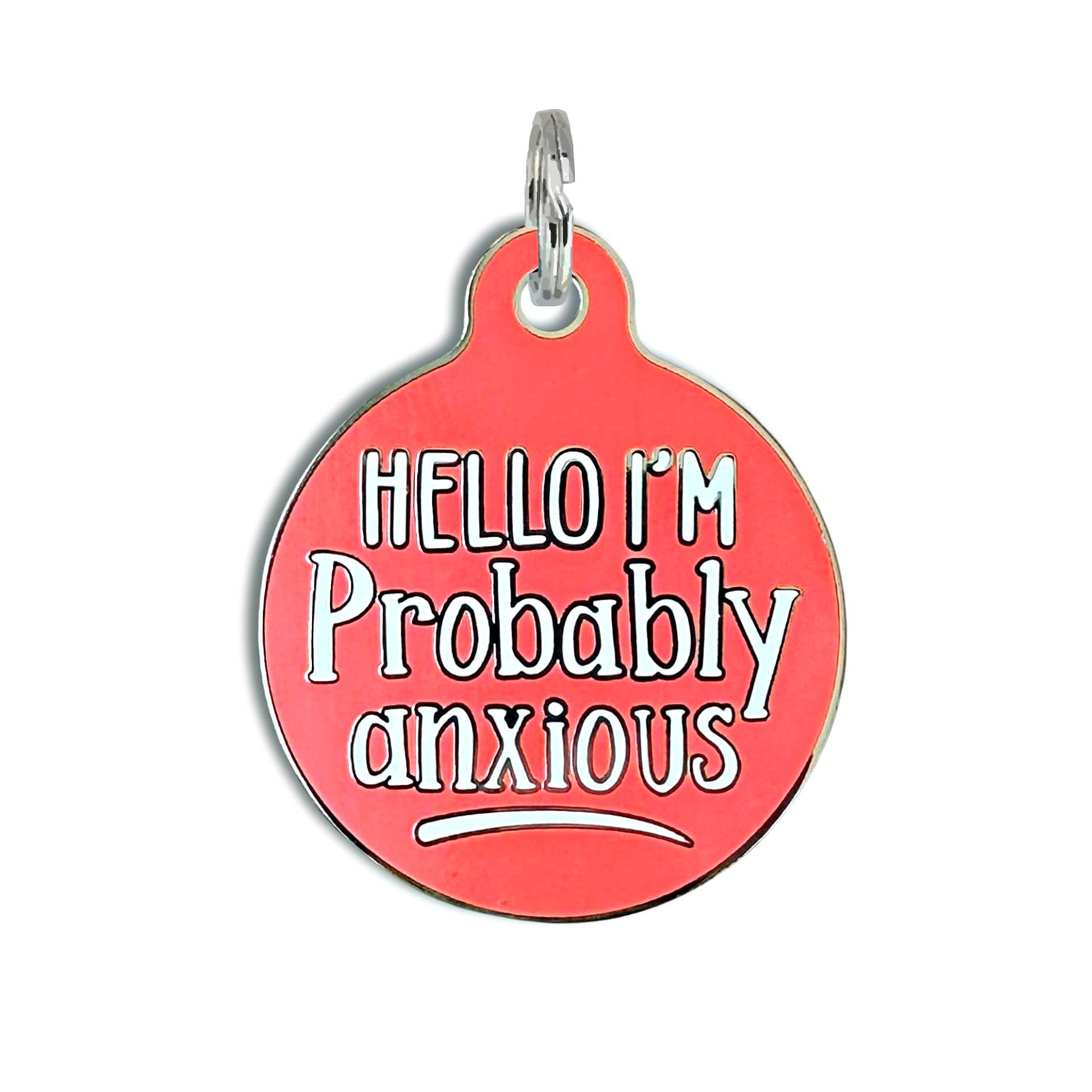Bad Tags - Wholesale Pet Identification Tag - Dog - Enamel Dog Tag w/ Scannable ID - Hello I'm Probably Anxious