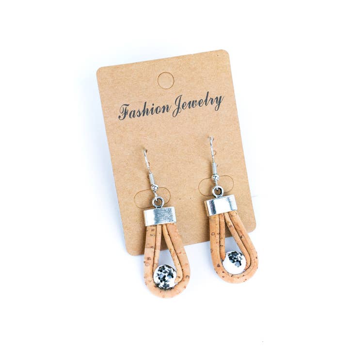 Meninas Bonitas Cork - Wholesale Dangle Earrings - natural cork cord and plastic pearls handmade earrings-ER-184-MIX-51