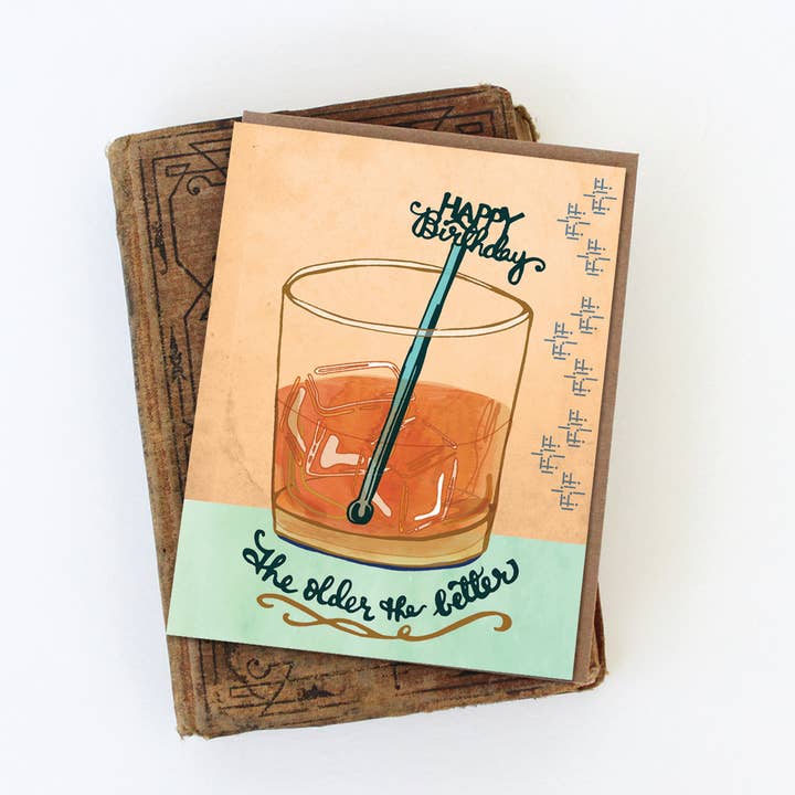 Whiskey Birthday Card for wholesale by Cynla