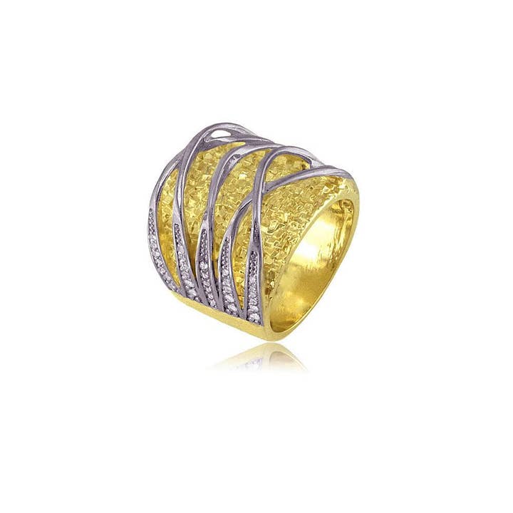 CZ Ring Finished in 18K Yellow Gold Women Jewelry 13307 for wholesale by Gio Fantato