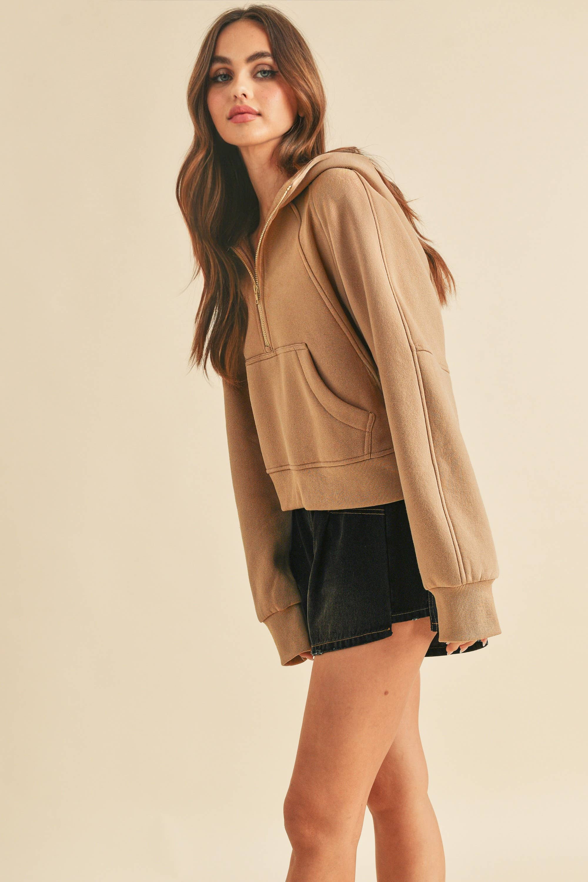 AEMI + CO - Vente Sweat à capuche – femme - Sweat à capuche demi-zippé Drea 946CK 62