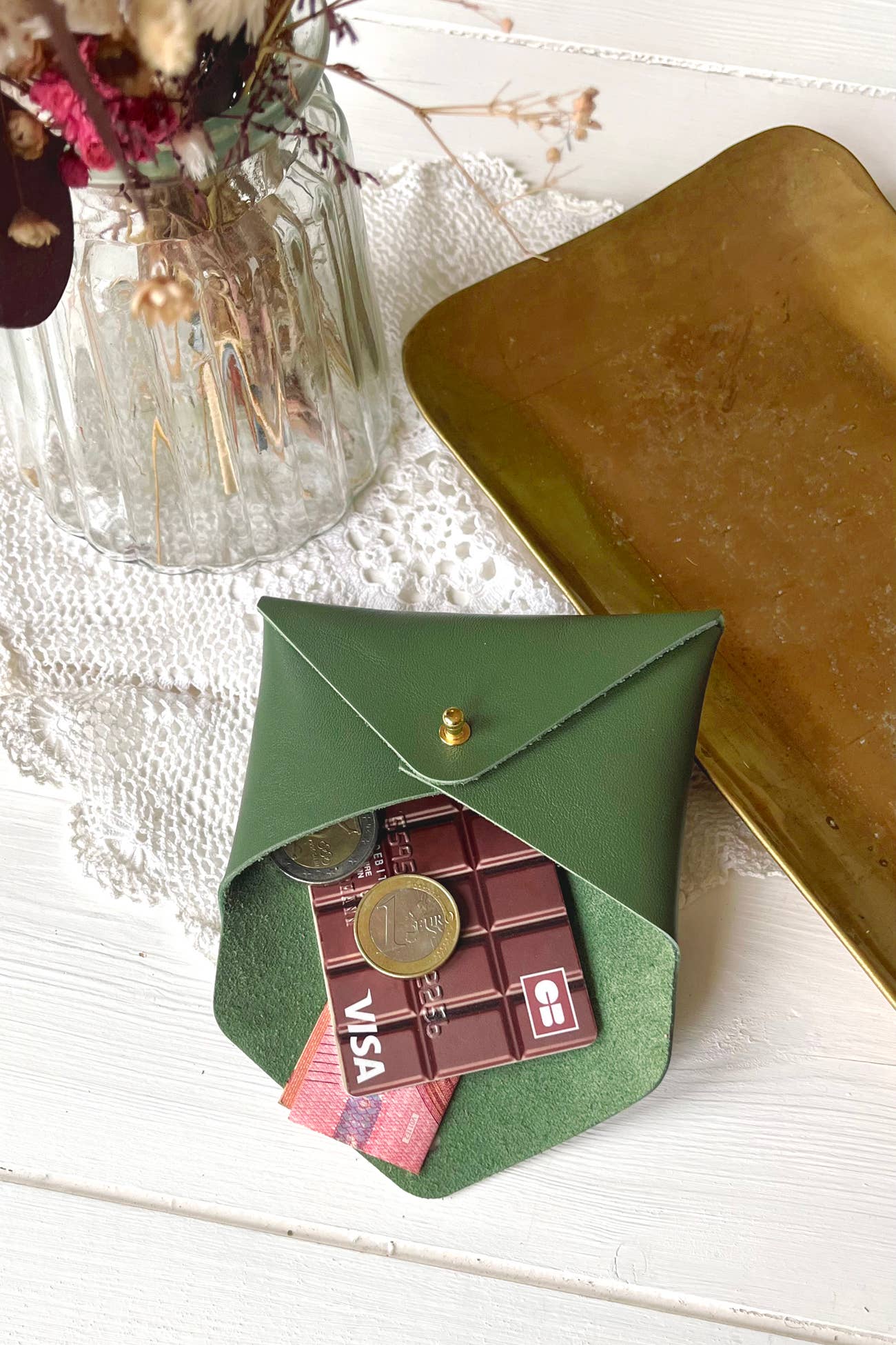 BARNABÉ AIME LE CAFÉ - Wholesale Card Holder - Women's - Leather envelope pouch / Card holder: Bichette, Love...3