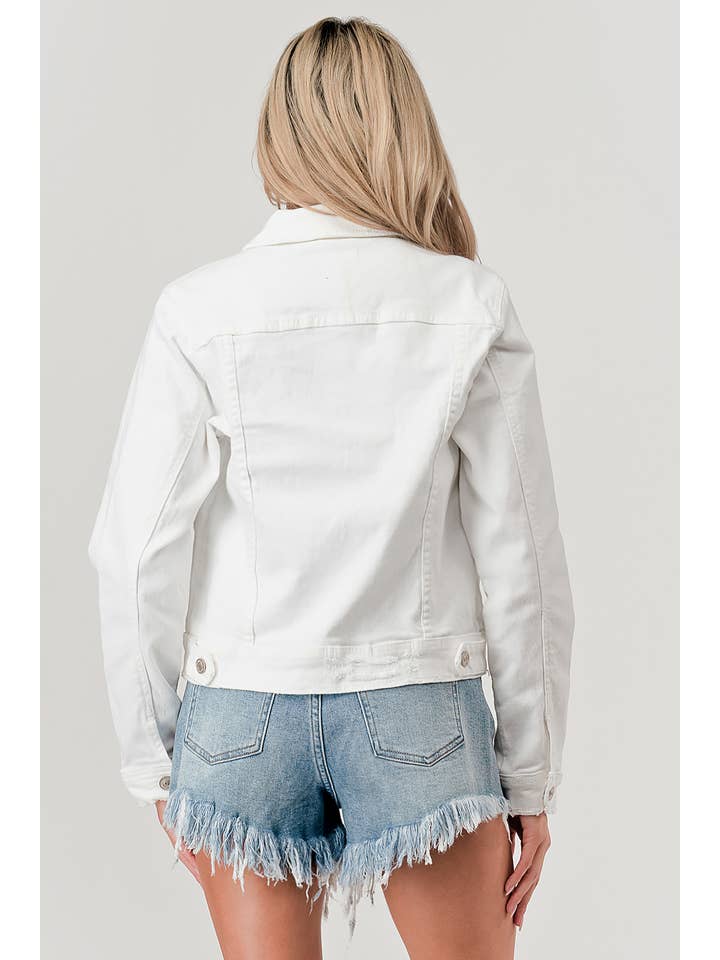 I&M JEAN, INC. - Wholesale Denim Jacket - Women's - M7154J - WHITE - CLASSIC COLOR DENIM JACKET