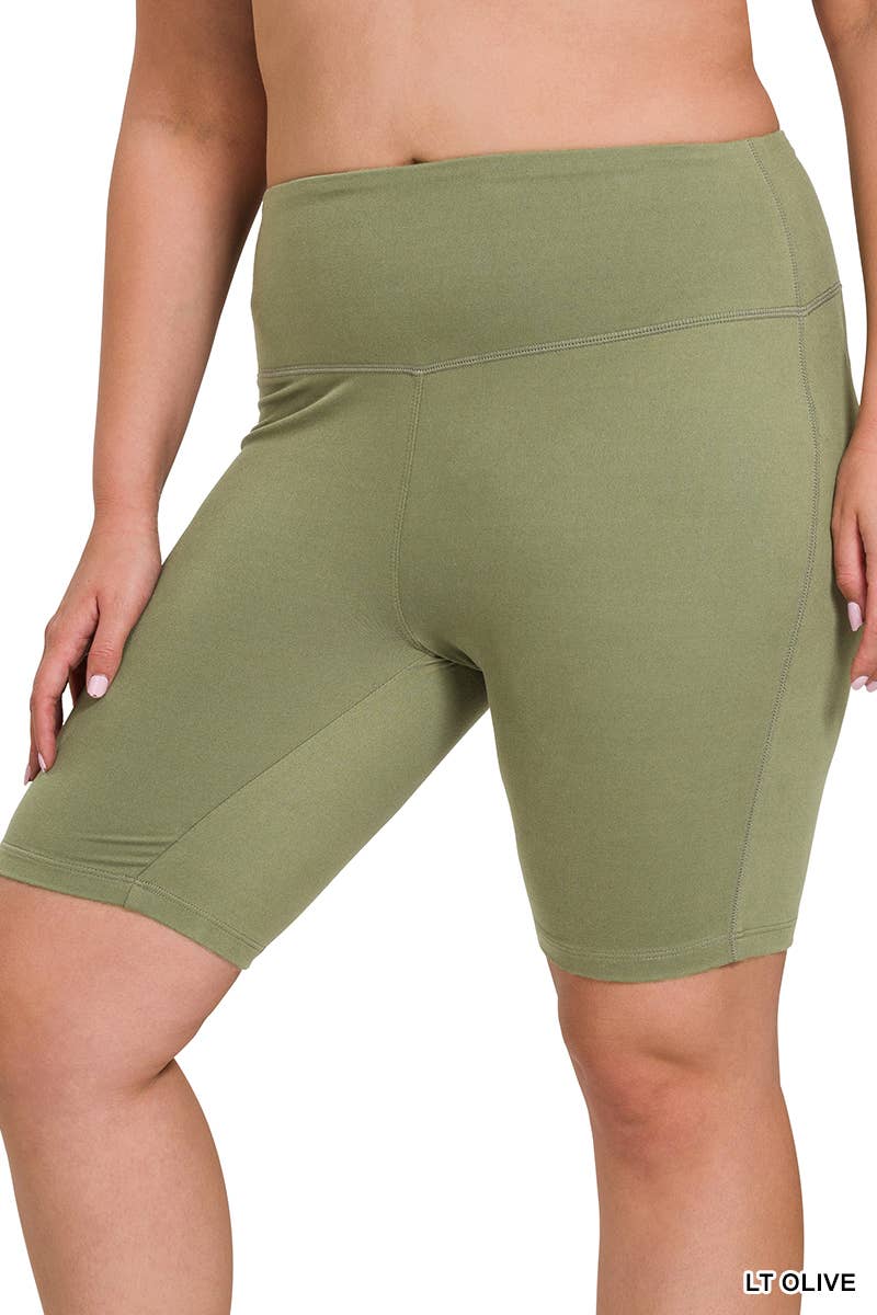 Vanilla Monkey - Wholesale Athletic Shorts - Women's - Plus Brushed Microfiber Wide Waistband Biker Shorts16