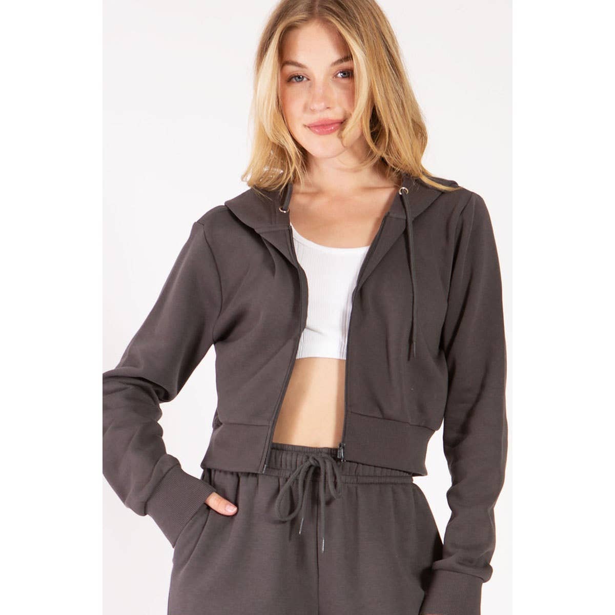 UP CLOTHING - Wholesale Hoodie - Women's - Cropped Fleece Zip Up Hoodie Jacket1