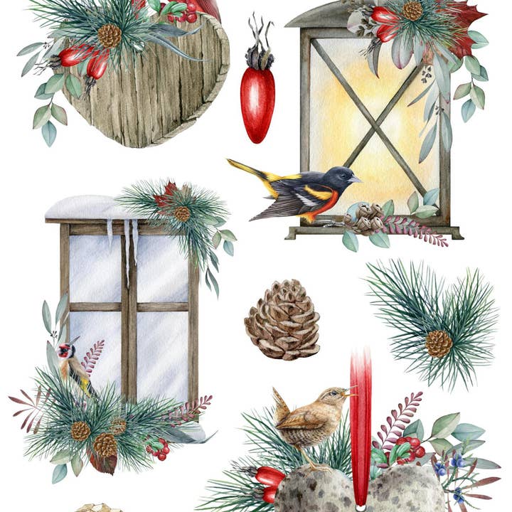 Ninnys Napkins - Wholesale Craft Supplies - Ninny's Rice Paper A4 - Winter Birds