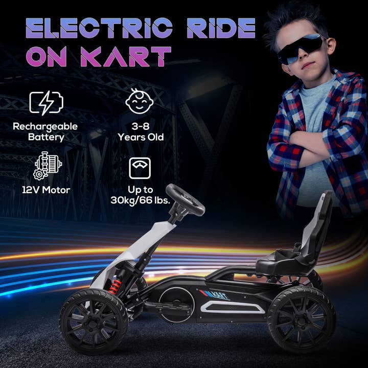 39F Inc. - Wholesale Toy Car/Truck - Kids - Aosom 12V Electric Go Kart for Kids –White, Adjustable Speed3