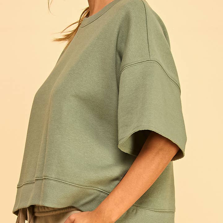 FREEZIA - Wholesale Sweatshirt - Women's - SUPER SOFT SHORT SLEEVE SWEATSHIRT IN FRENCH TERRY-FZ0009-D132