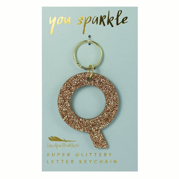 Portachiavi Glitter - Lettera - Q per la vendita all'ingrosso da parte di Lucky Feather