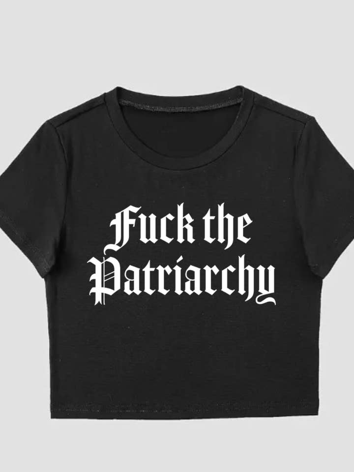 F The Patriarchy, Gothic Feminist Revolution Crop Top for wholesale by Wickedly Divine Shop
