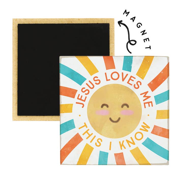 Sincere Surroundings - Wholesale Magnet - Jesus Loves Me Sun - Square Magnets