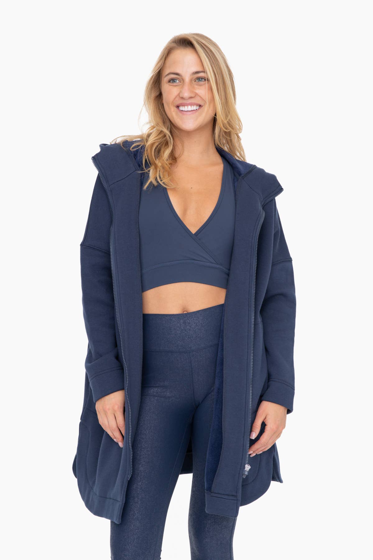 Mono B - Wholesale Jacket - Women's - Longline Zip-Up Jacket with Hood9