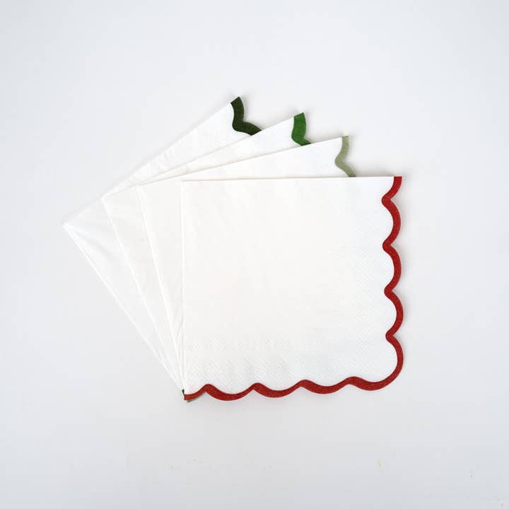 Gatherings by Curated Paperie - Wholesale Disposable Napkin - Holiday Scallop Cocktail Napkins