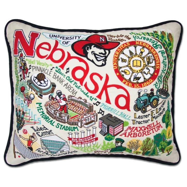 Nebraska, University of Collegiate Embroidered Pillow for wholesale by catstudio