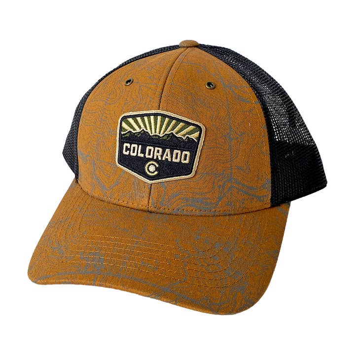 Topo Canvas Trucker Hat - Khaki for wholesale by ColoradoCool Apparel