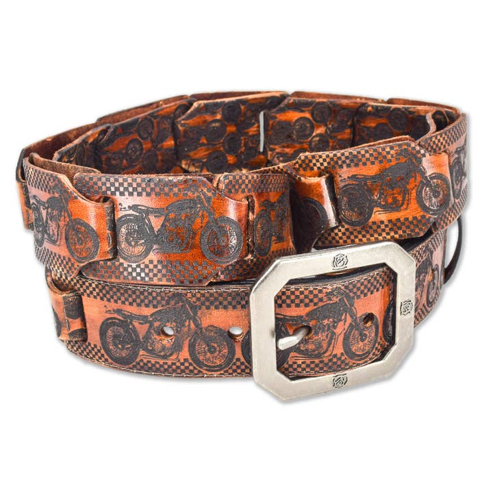 CEINTURE MOTOBLOOM EN CUIR PLEINE FLEUR pour la vente par TODD BLOOM
