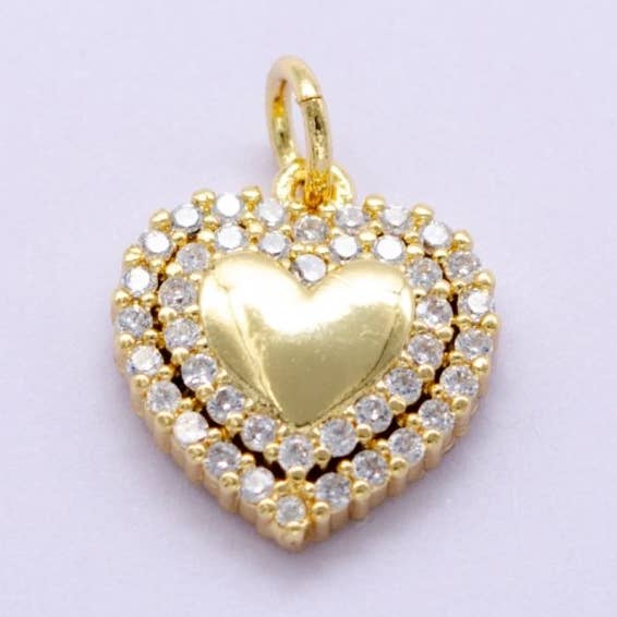 1pc 24k Gold Filled Micro Pave CZ Heart Pendant Charm, Love Micro Pave CZ Pendant Charm, For DIY Jewelry D-433 for wholesale by Aim Eternal