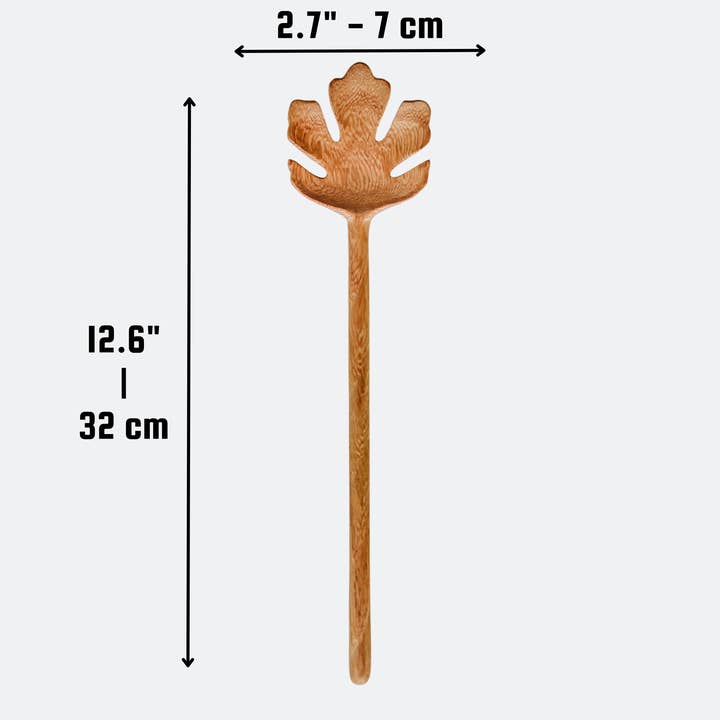 194 Craft House - Vente Ustensile de service - Cuillère en bois sculptée à la main en forme de feuille - Ustensiles de cuisine