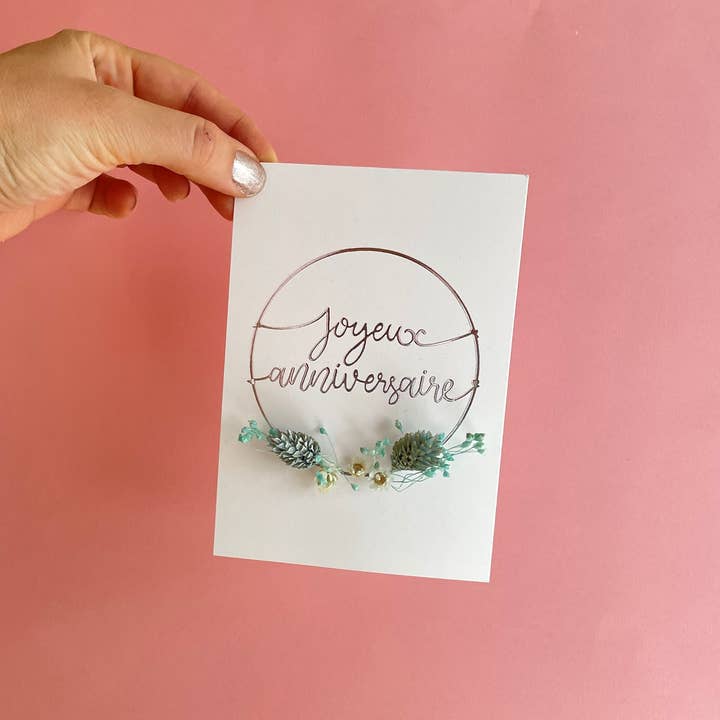 Happy Birthday Silver Flower Card Kit for wholesale by Mamie dans les orties