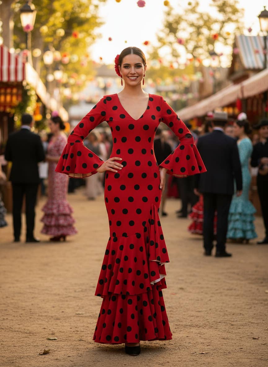 EMMA WU DESIGN X FLAMENCA RED FLAMENCO DRESS M0491 for wholesale on Faire