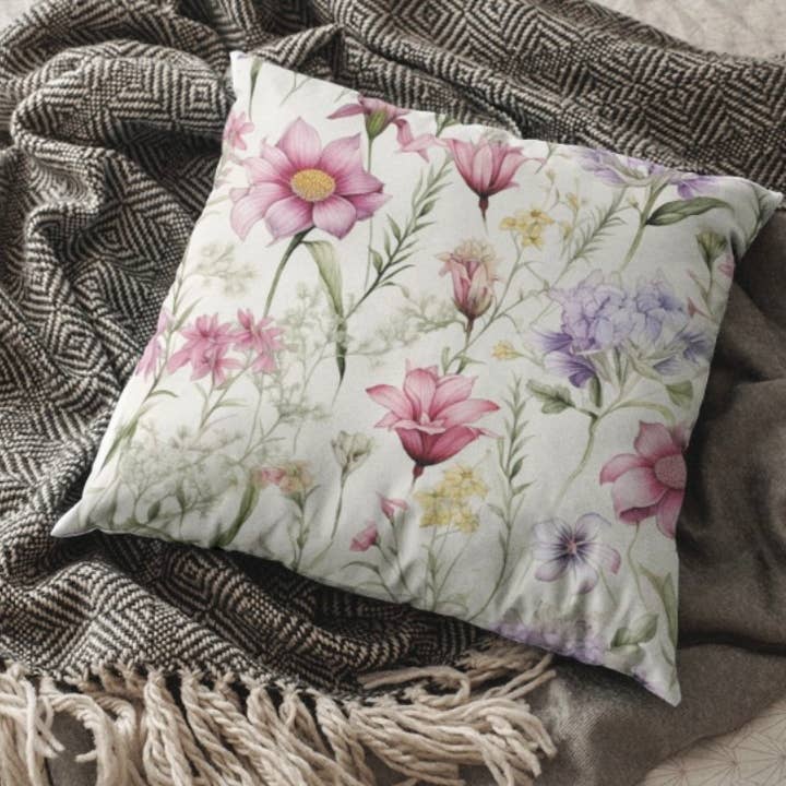 Floral Spring Pillow Cover, Spring Decor, Throw Pillow for wholesale by Upside Down Owl Farm