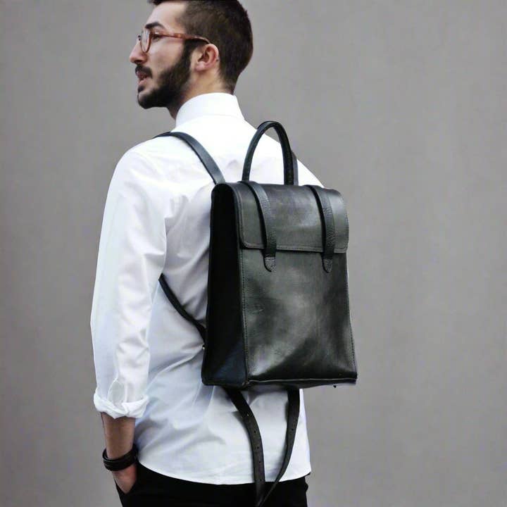 Bowie Handgemaakte Leren Rugzak – Zwart voor wholesale door Artisan Stories