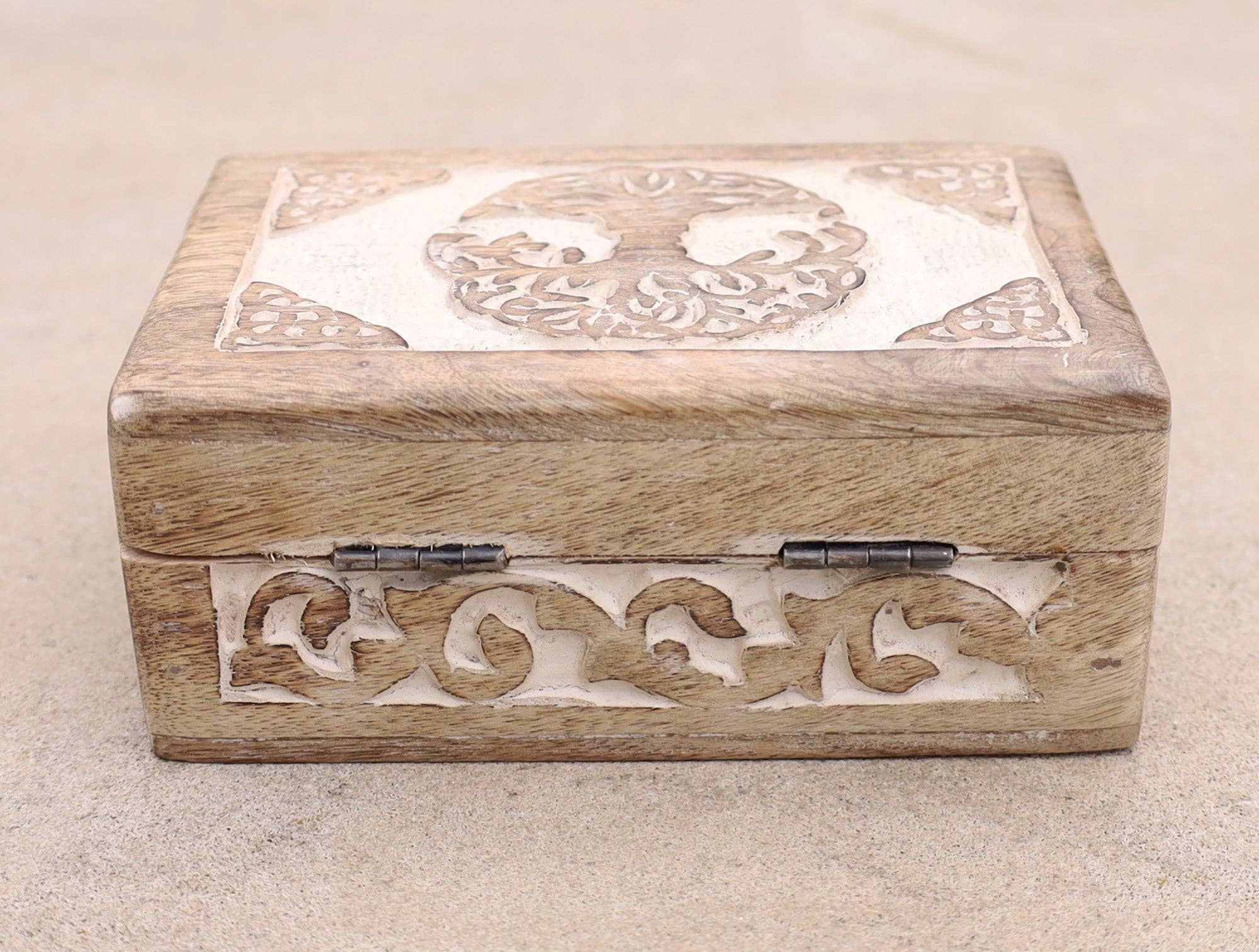 Lungta Imports – wholesale Jewellery box/organiser – Celtic Tree Of Life Hand Carved Jewelry Storage Keepsake Wooden Box12