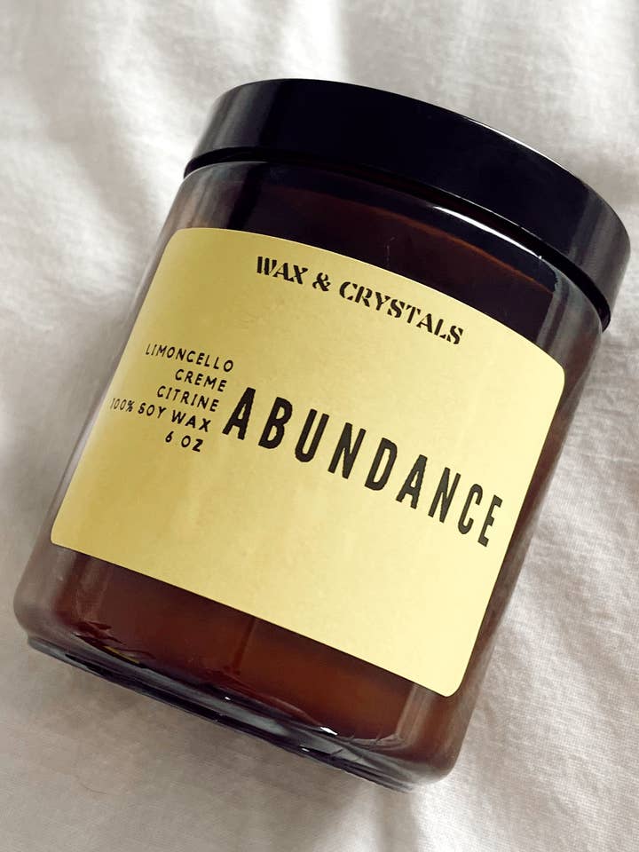 Limoncello Creme Scented Abundance Candle 6.7 oz for wholesale by Wax and Crystals