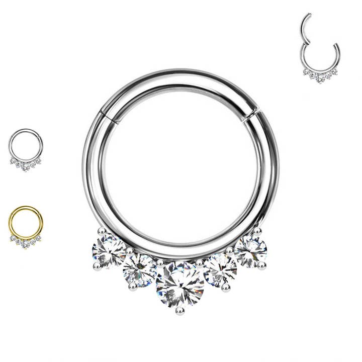 Circle Ear Piercing with Crystals - PO-433 for wholesale by Awaken
