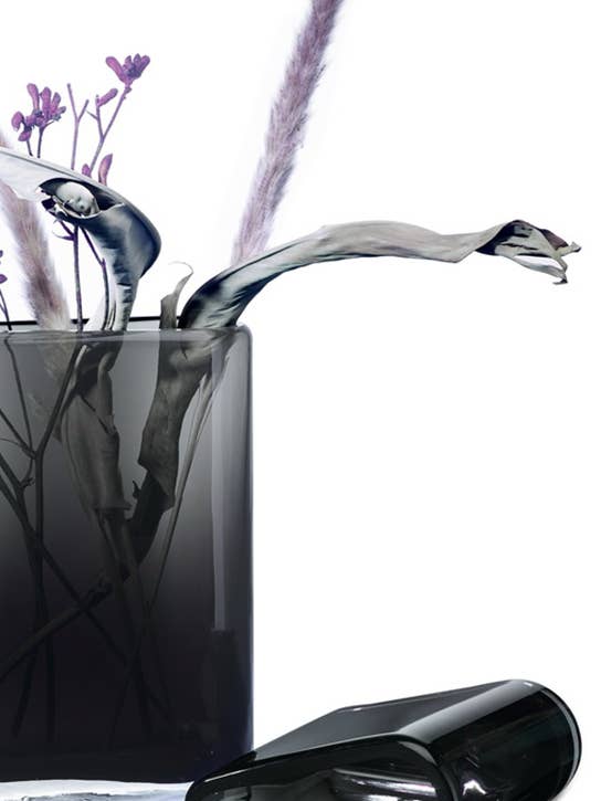 modern glass vase asymmetric design, gray glass, BADEN20GR for wholesale by Element Accessories EU