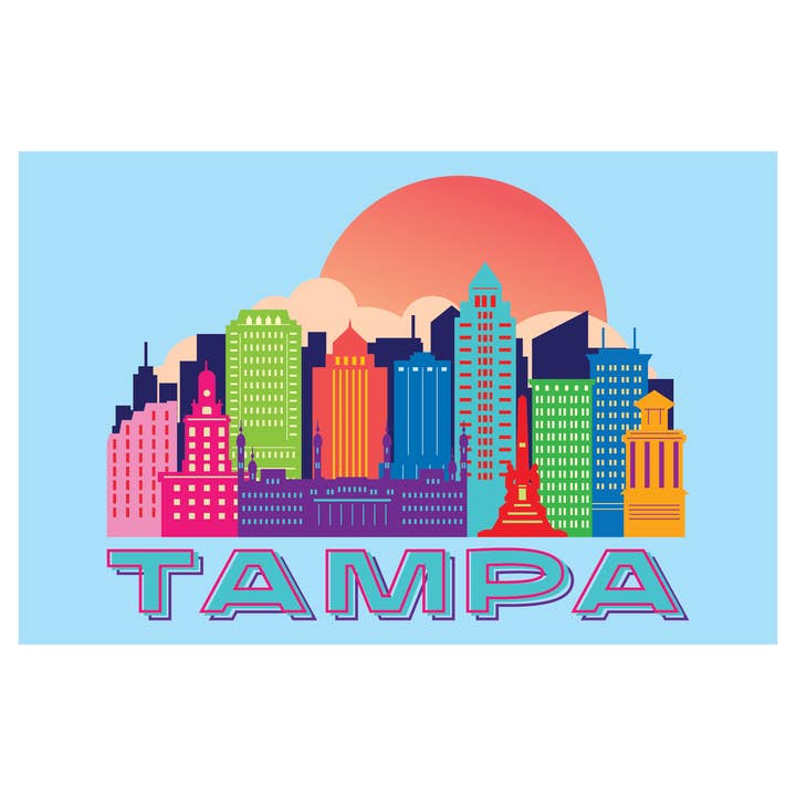 Postcard - Tampa FL Retro Skyline for wholesale by Morris Magnets