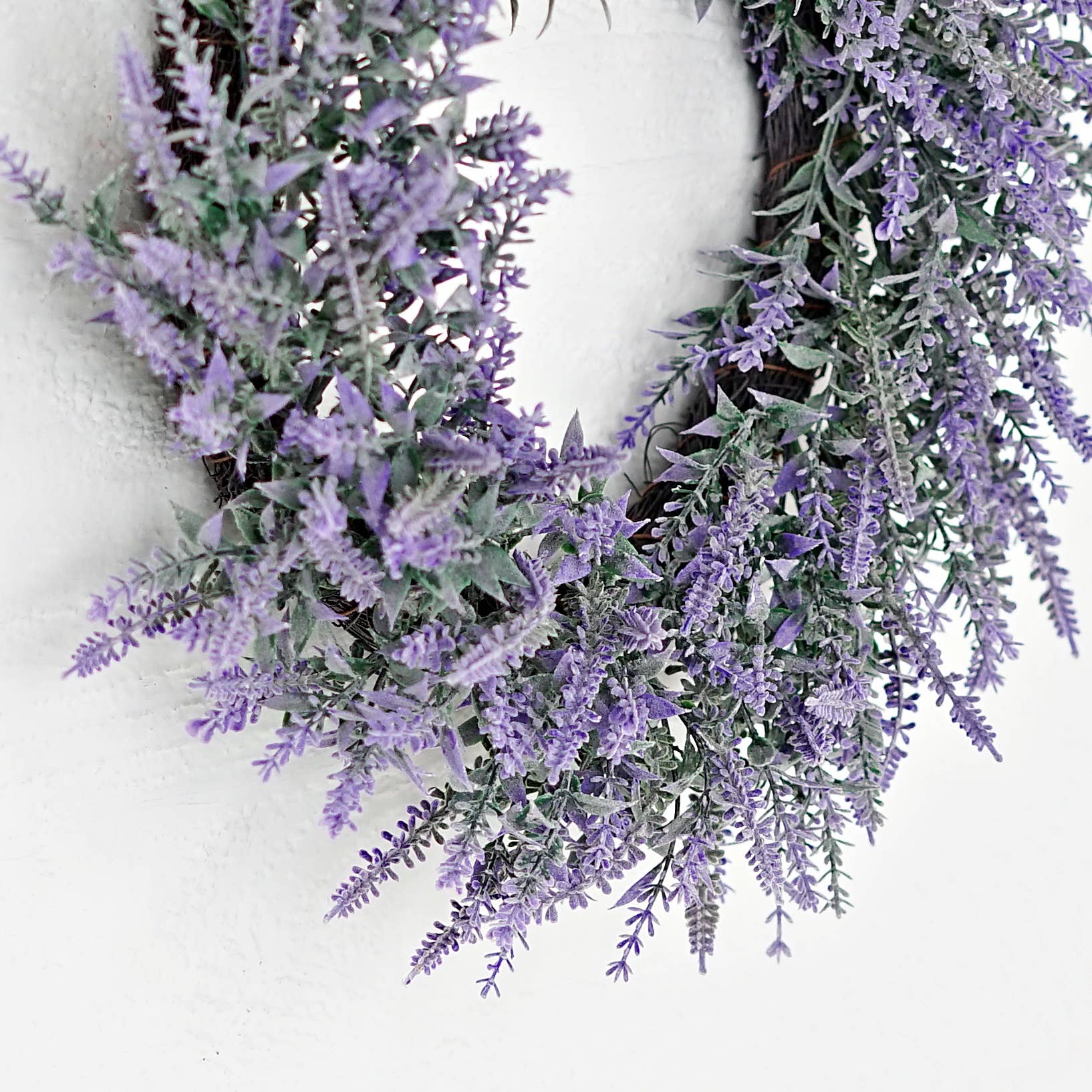 Impressive Enterprises, Inc. - Wholesale Artificial Flowers - 35101- 12in(4) Twig Wreath-Flocked French Lavender4