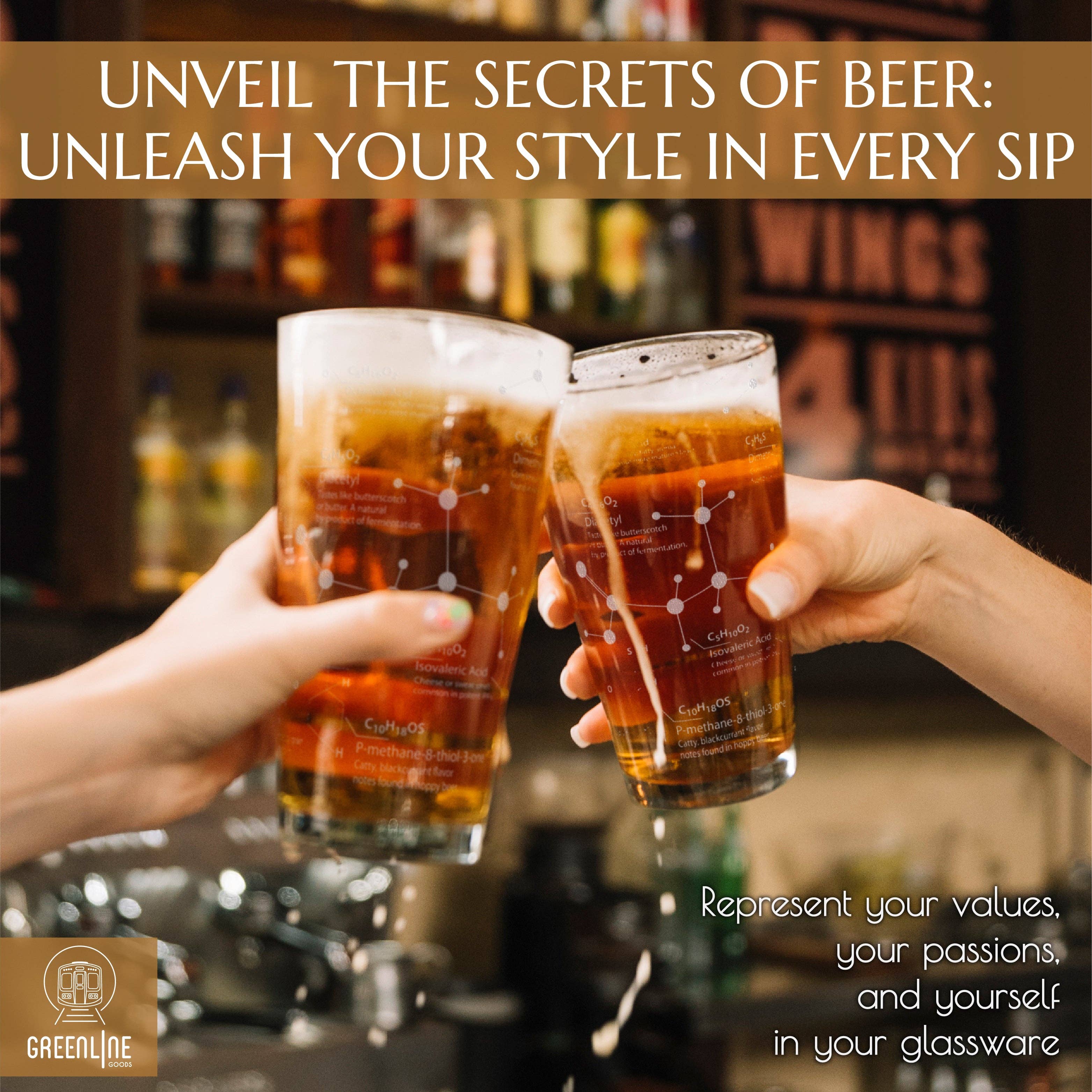 Greenline Goods - Wholesale Beer Glass/Mug - Science of Beer Etched Beer Glass5
