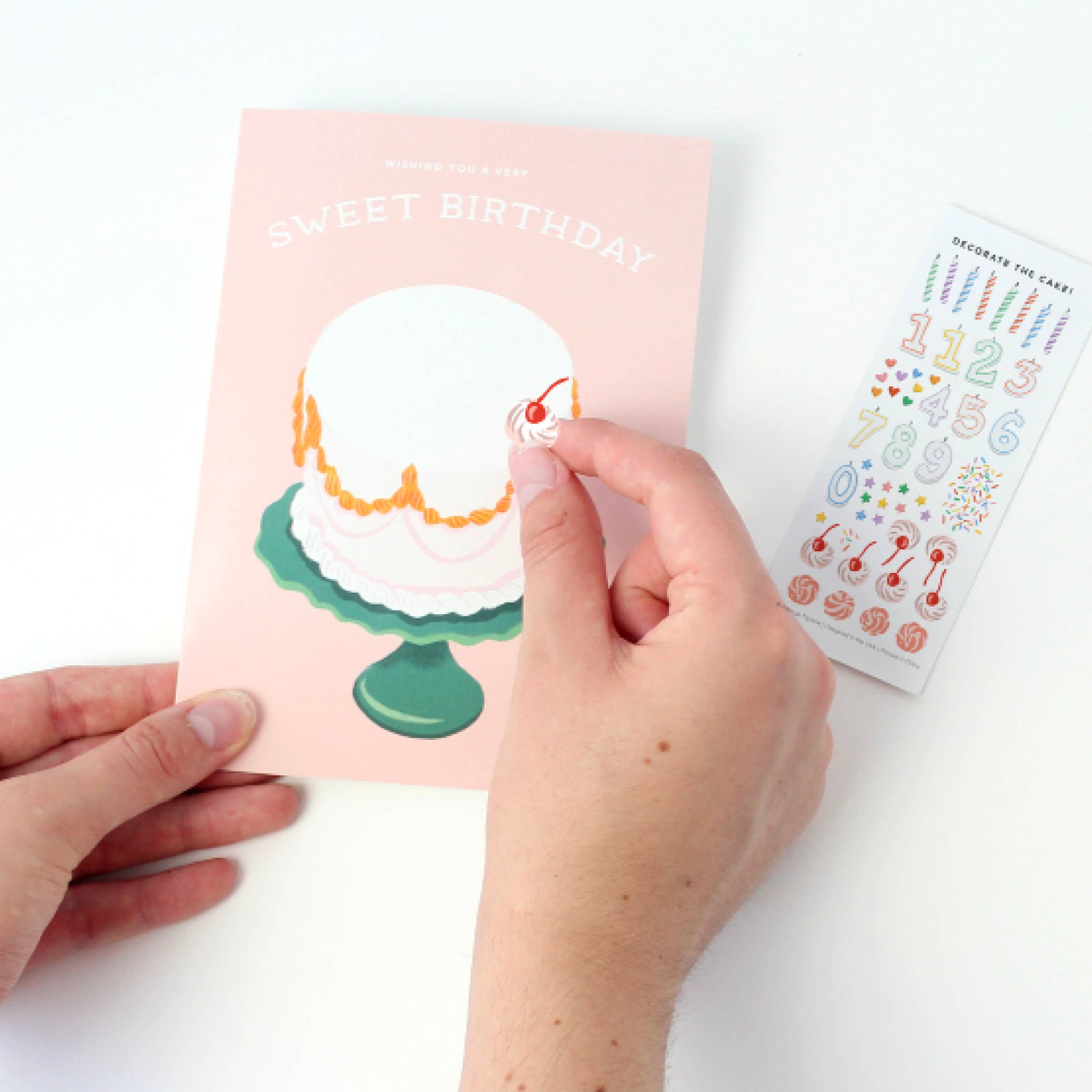 Inklings Paperie - Wholesale Birthday Card - Sticker Scene Card - Decorate a Cake2