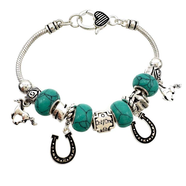 Cowgirl Western Horse Silver Snake Chain Bracelet for wholesale by Lunar Deer