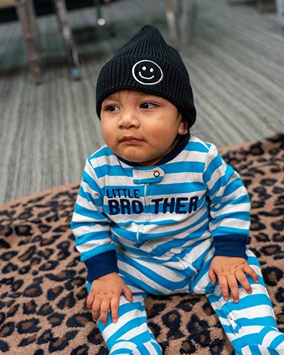 Funky Junque - Wholesale Beanie - Kids - Baby Infant Smiley Beanie - Black1