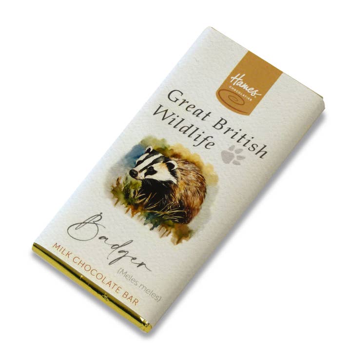 Hames Chocolates - Wholesale Chocolate Bar - UK ONLY. British Wildlife Range Milk Chocolate Bar - Badger