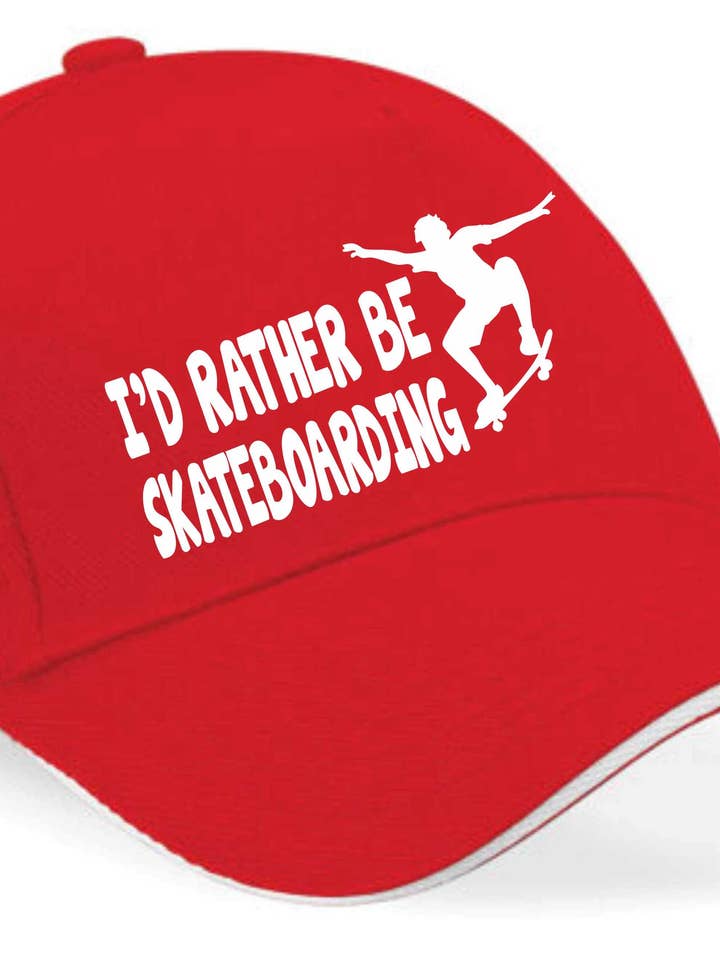 Gorra de béisbol con texto en inglés «I'd Rather Be Skateboarding», divertido regalo de cumpleaños para hombre y mujer para venta al por mayor de Print4U